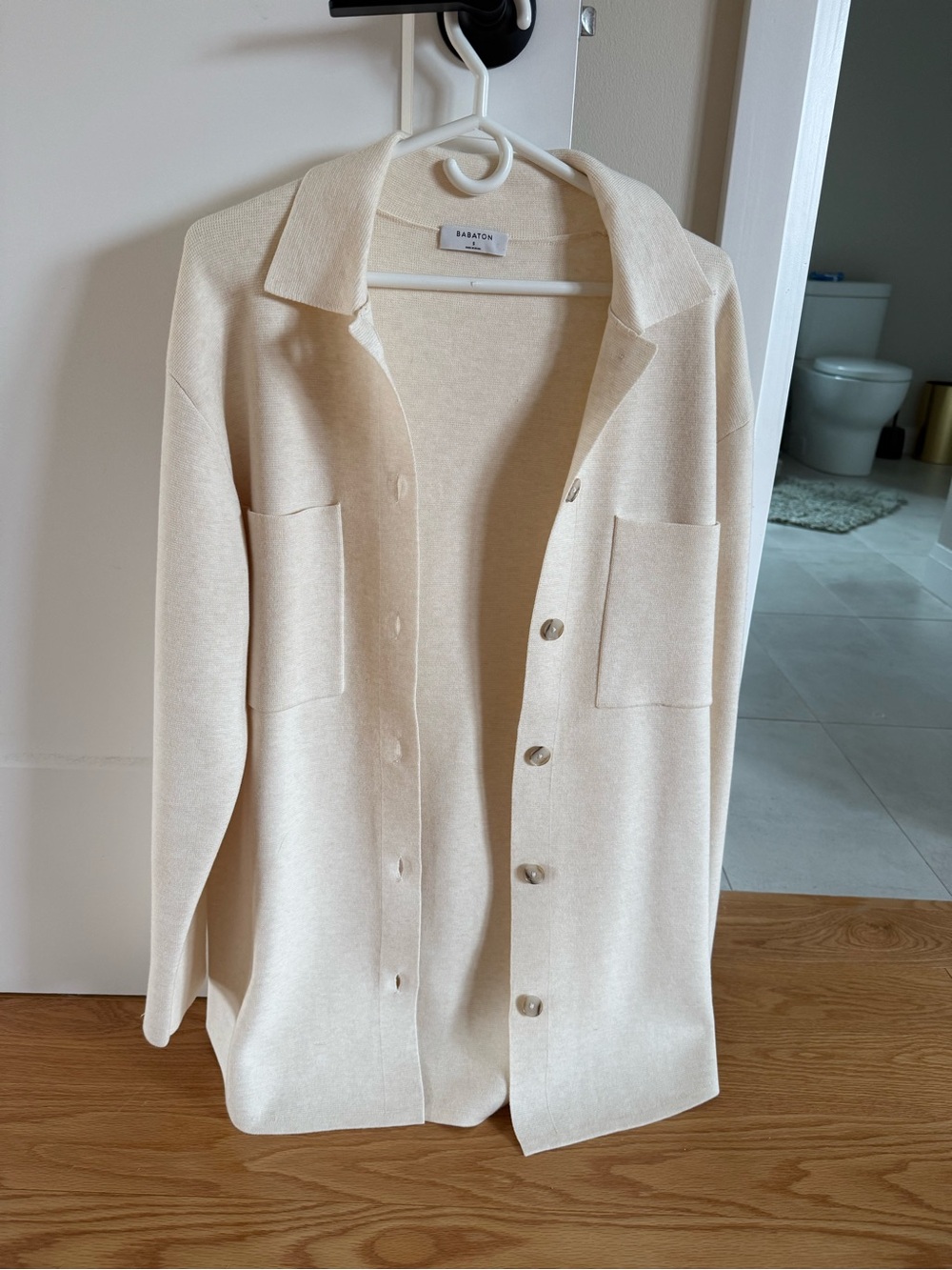Babaton Soft Cream Knit Shacket with Button Front - Picture 2 of 4